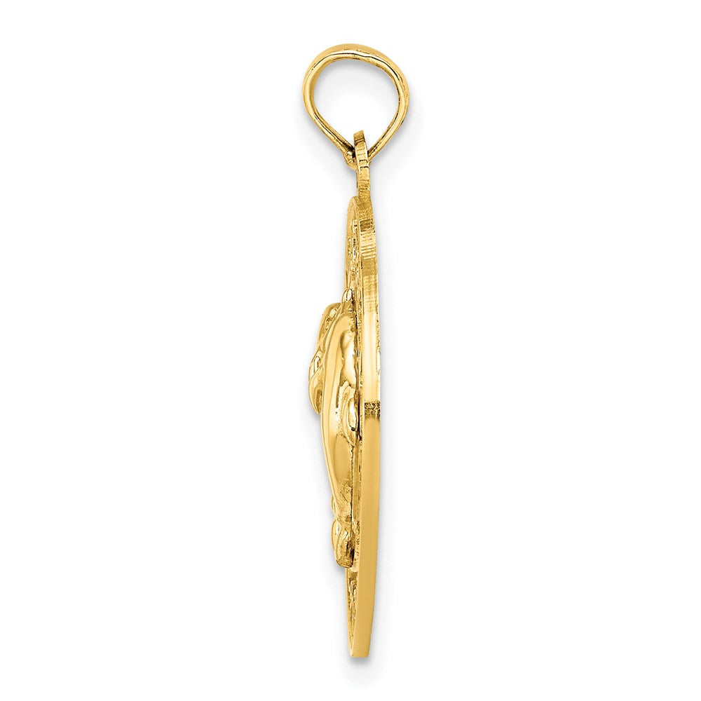 14K Gelbgold MYRTLE BEACH mit Delfinen Kreis-Charm