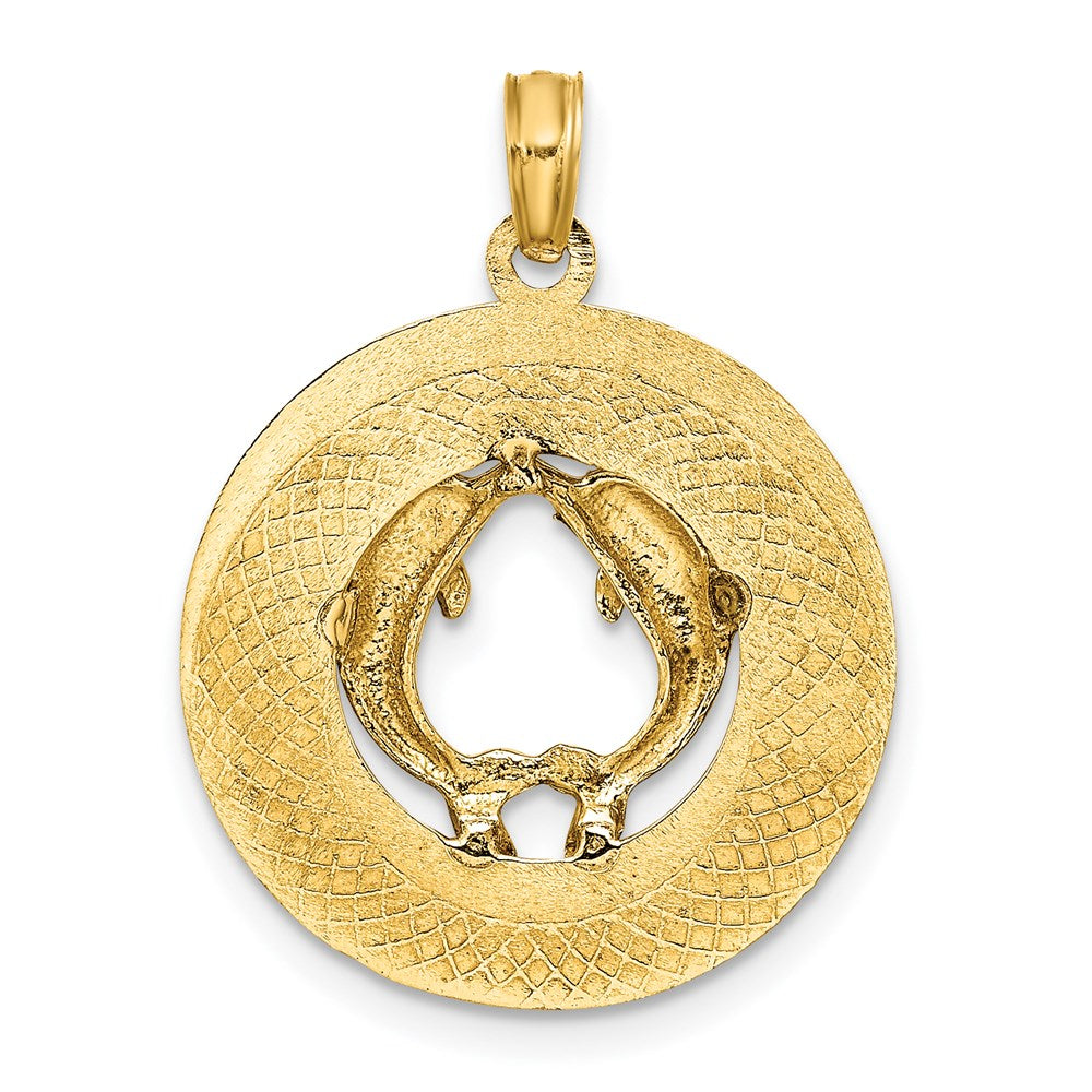 14K Gelbgold MYRTLE BEACH mit Delfinen Kreis-Charm