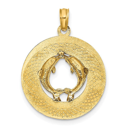 14K Gelbgold MYRTLE BEACH mit Delfinen Kreis-Charm