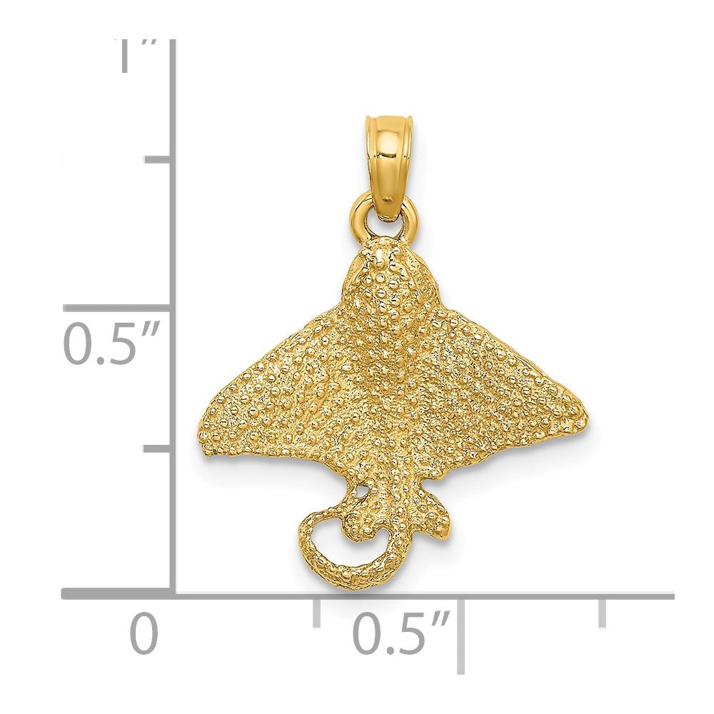 14K Gelbgold Strukturiert Spotted Adler Ray Charm