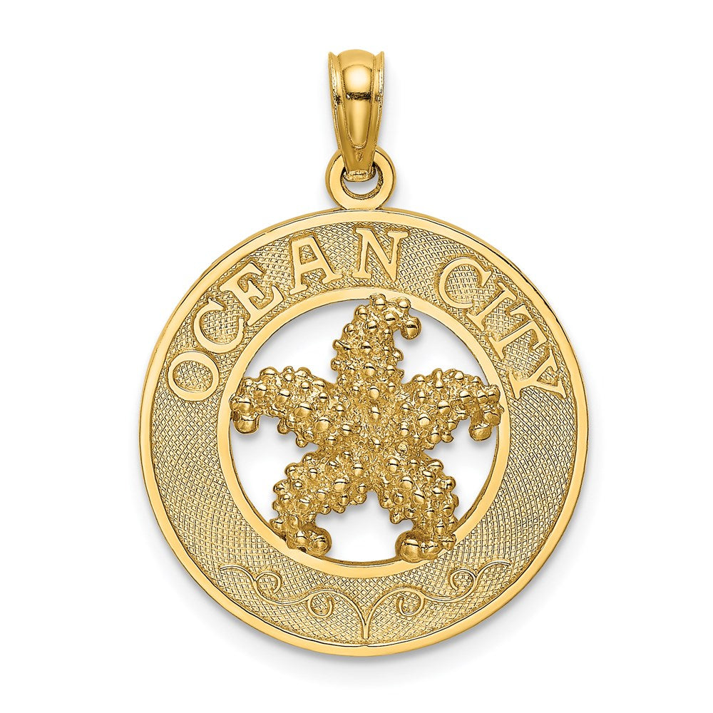14K Gelbgold Charm „OCEAN CITY" mit Seestern