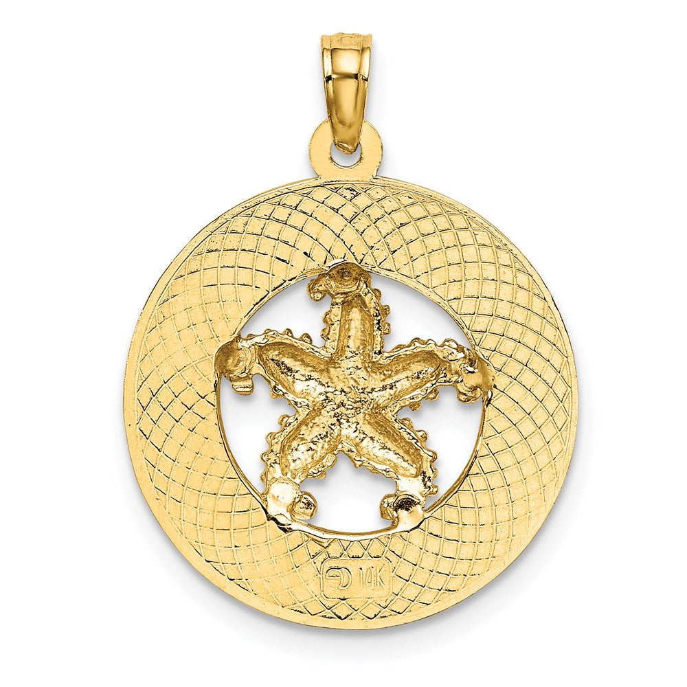 14K Gelbgold Kreis-Charm „OCEAN CITY NJ" mit Seestern