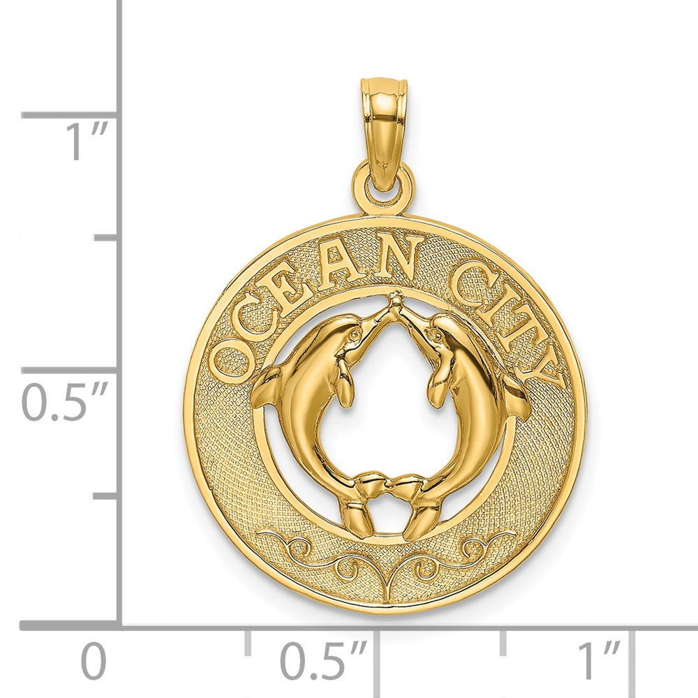 14K Gelbgold Charm „OCEAN CITY" mit Delfinen