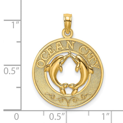 14K Gelbgold Charm „OCEAN CITY" mit Delfinen