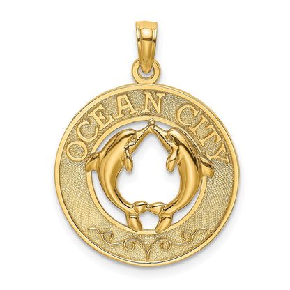 14K Gelbgold Charm „OCEAN CITY" mit Delfinen