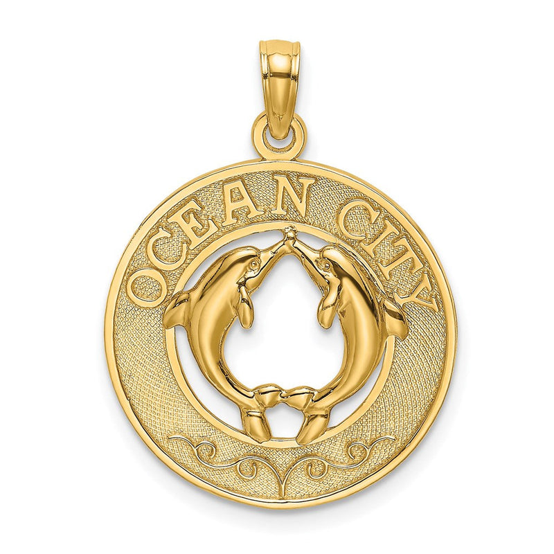 14K Gelbgold Charm „OCEAN CITY" mit Delfinen
