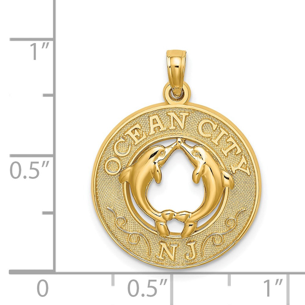 14K Gelbgold OCEAN CITY NJ Charm mit Delfin