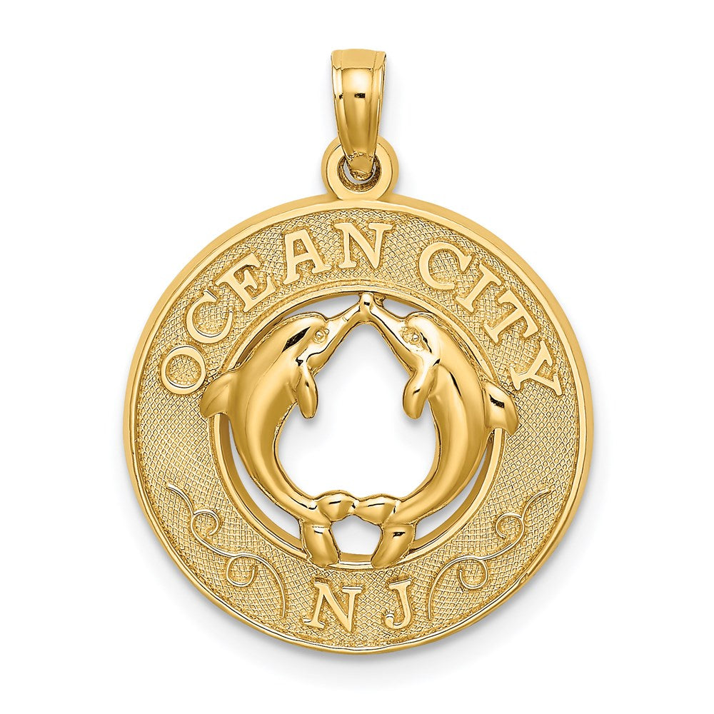 14K Gelbgold OCEAN CITY NJ Charm mit Delfin