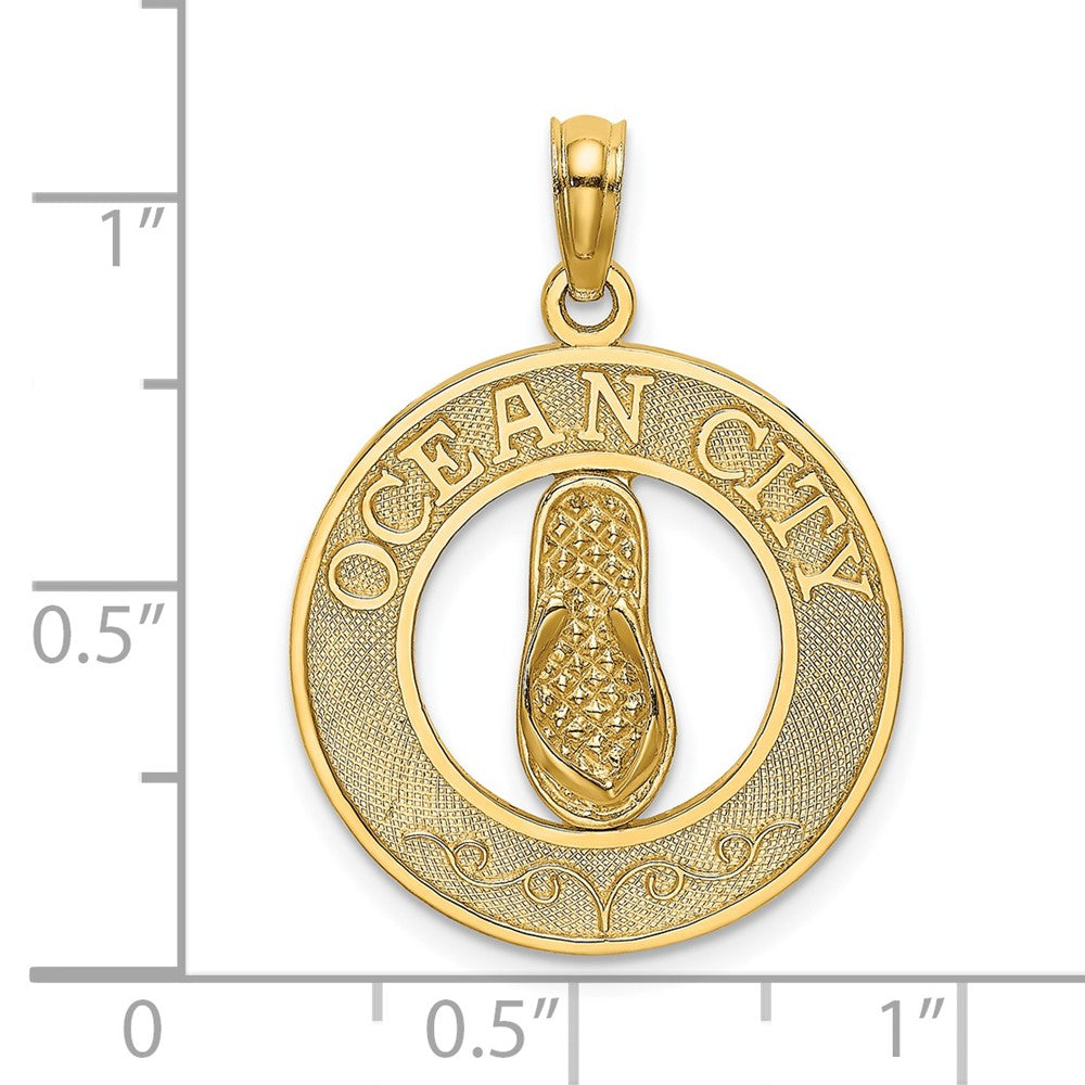 14K Gelbgold OCEAN CITY Anhänger mit Flip-Flop-Charm