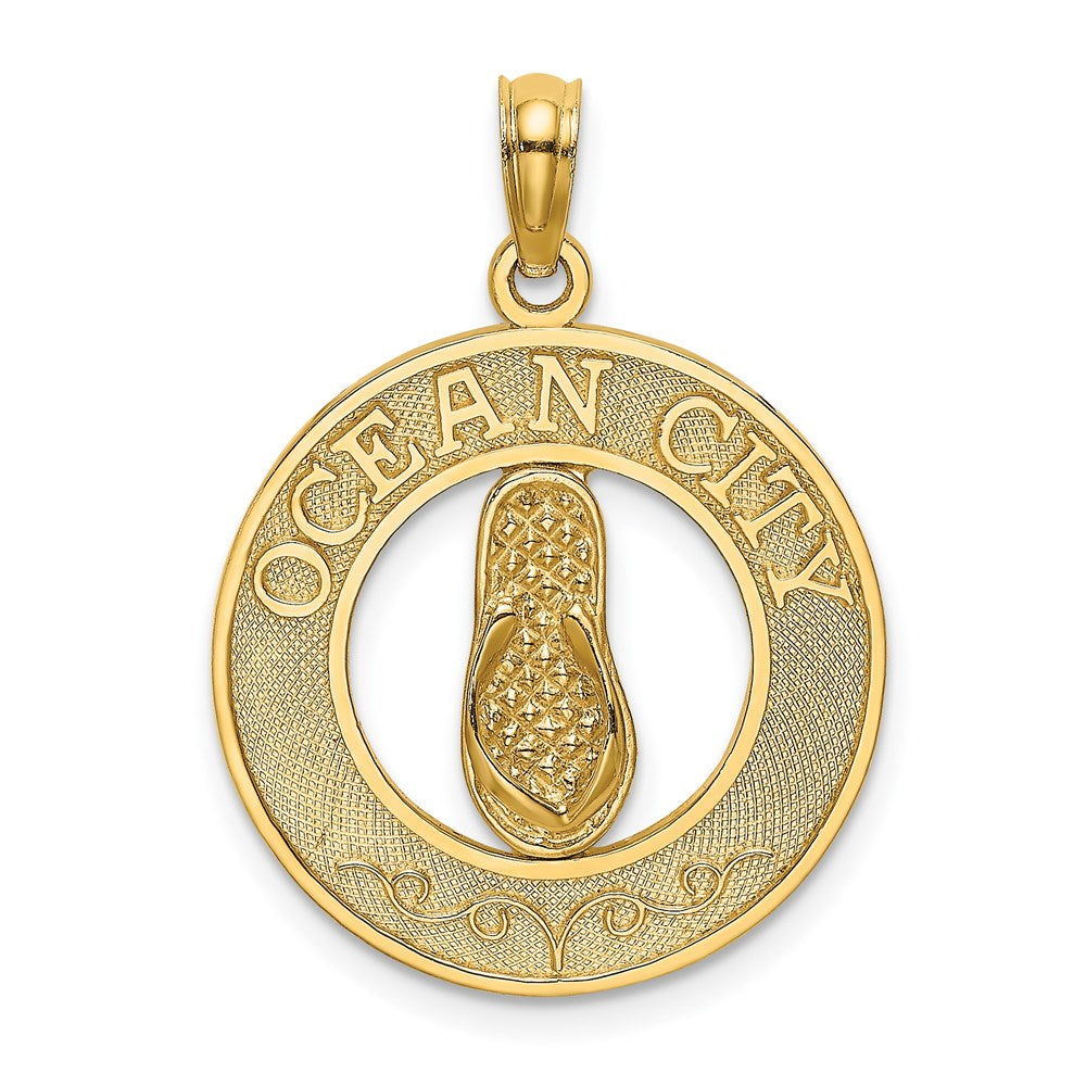 14K Gelbgold OCEAN CITY Anhänger mit Flip-Flop-Charm