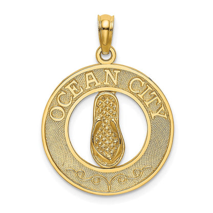 14K Gelbgold OCEAN CITY Anhänger mit Flip-Flop-Charm