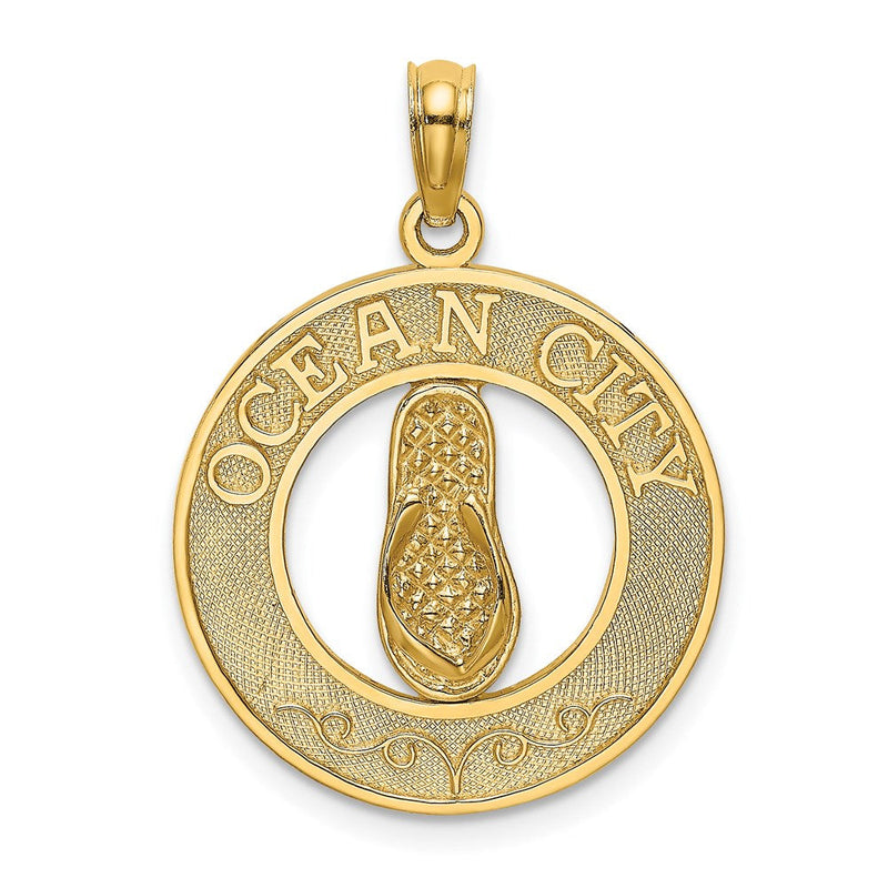 14K Gelbgold OCEAN CITY Anhänger mit Flip-Flop-Charm