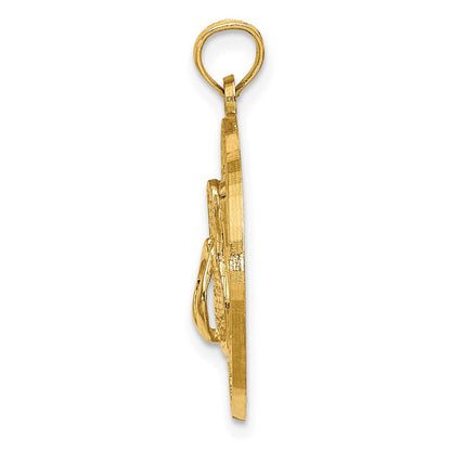 14K Gelbgold Charm „OCEAN CITY NJ" mit Flip-Flops