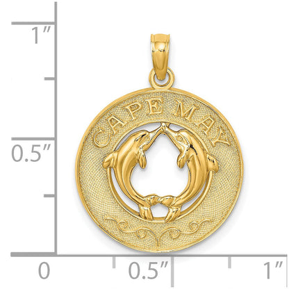 14K Gelbgold Charm "CAPE MAY" mit Delfinen