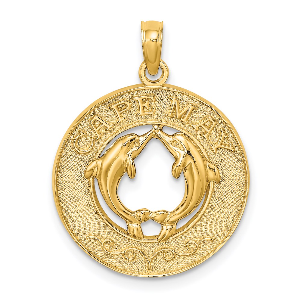 14K Gelbgold Charm "CAPE MAY" mit Delfinen