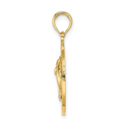 14K Gelbgold SANIBEL Kreis-Charm mit Delfinen