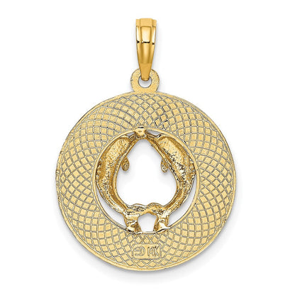 14K Gelbgold SANIBEL Kreis-Charm mit Delfinen
