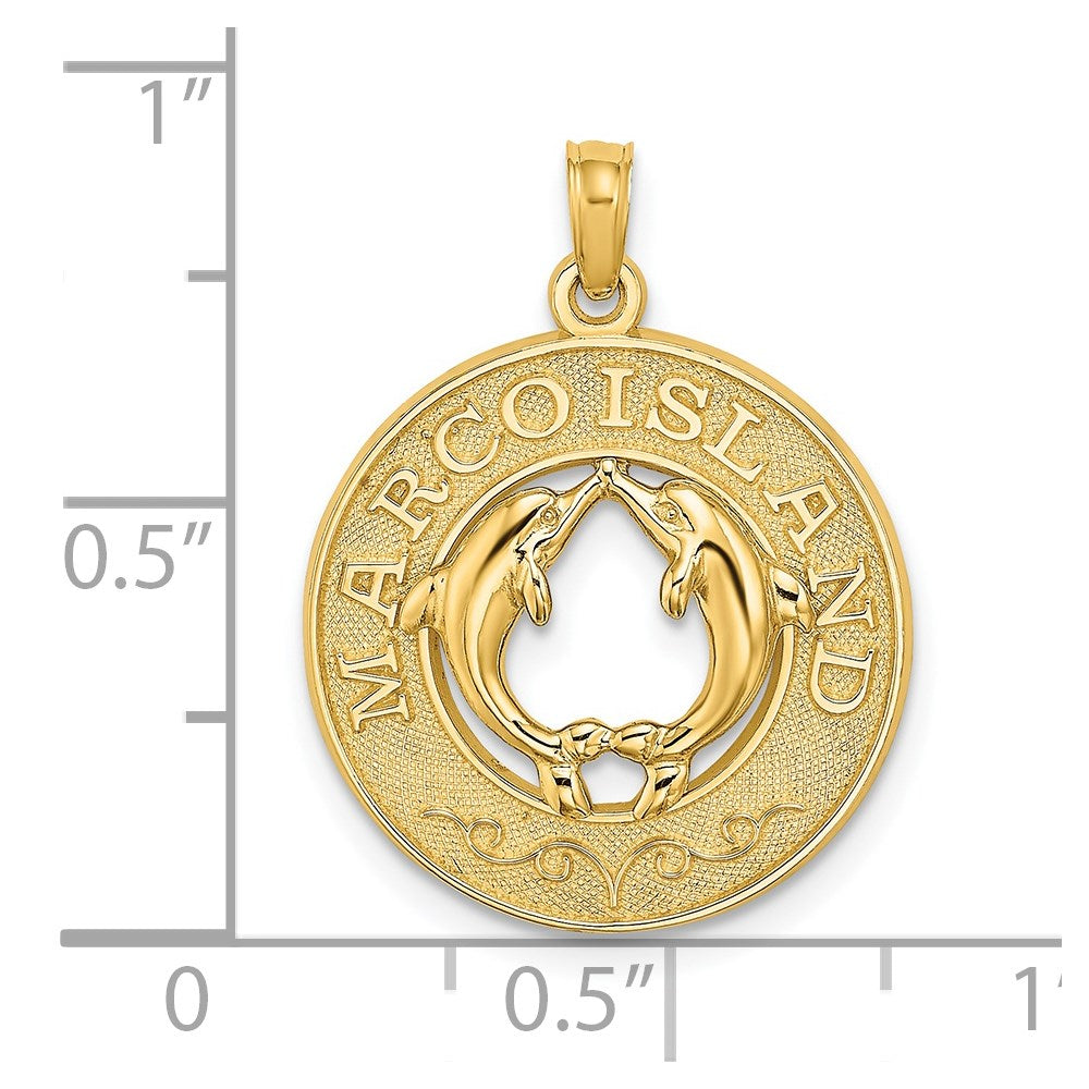 14K Gelbgold MARCO ISLAND Kreis-Charm mit Delfinen