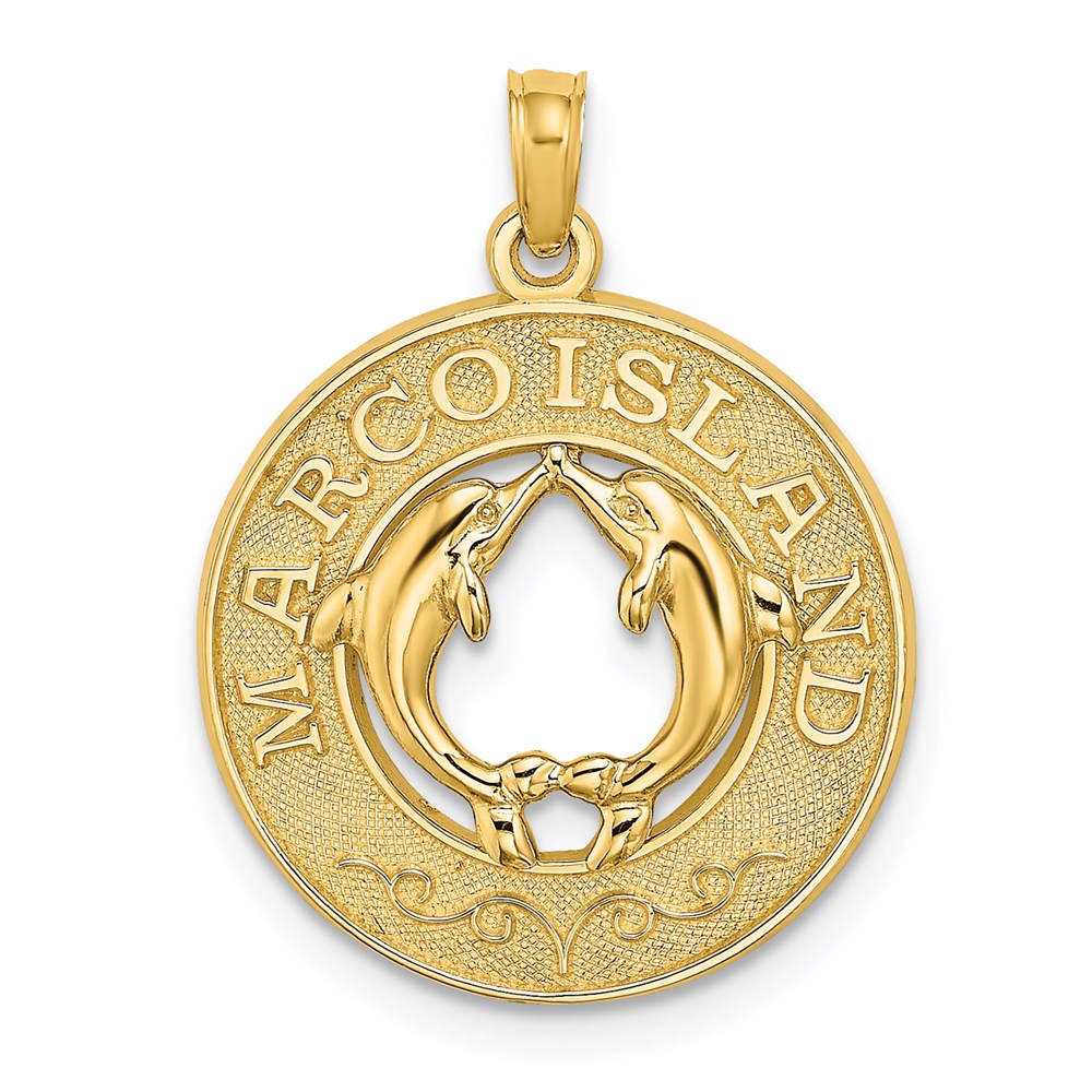 14K Gelbgold MARCO ISLAND Kreis-Charm mit Delfinen