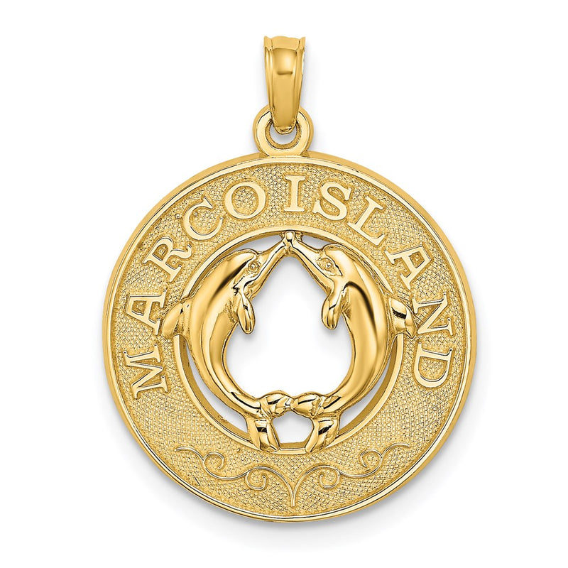 14K Gelbgold MARCO ISLAND Kreis-Charm mit Delfinen
