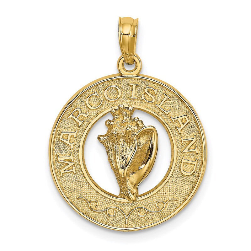 14K Gelbgold MARCO ISLAND Charm mit Muschelschale-Kreis