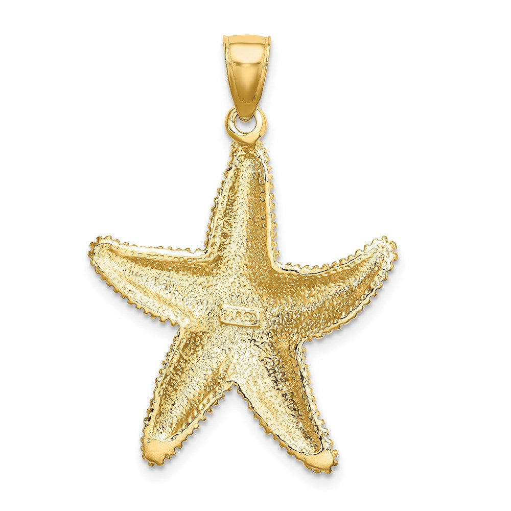 14 Karat Gelbgold Strukturierter Seestern-Charm