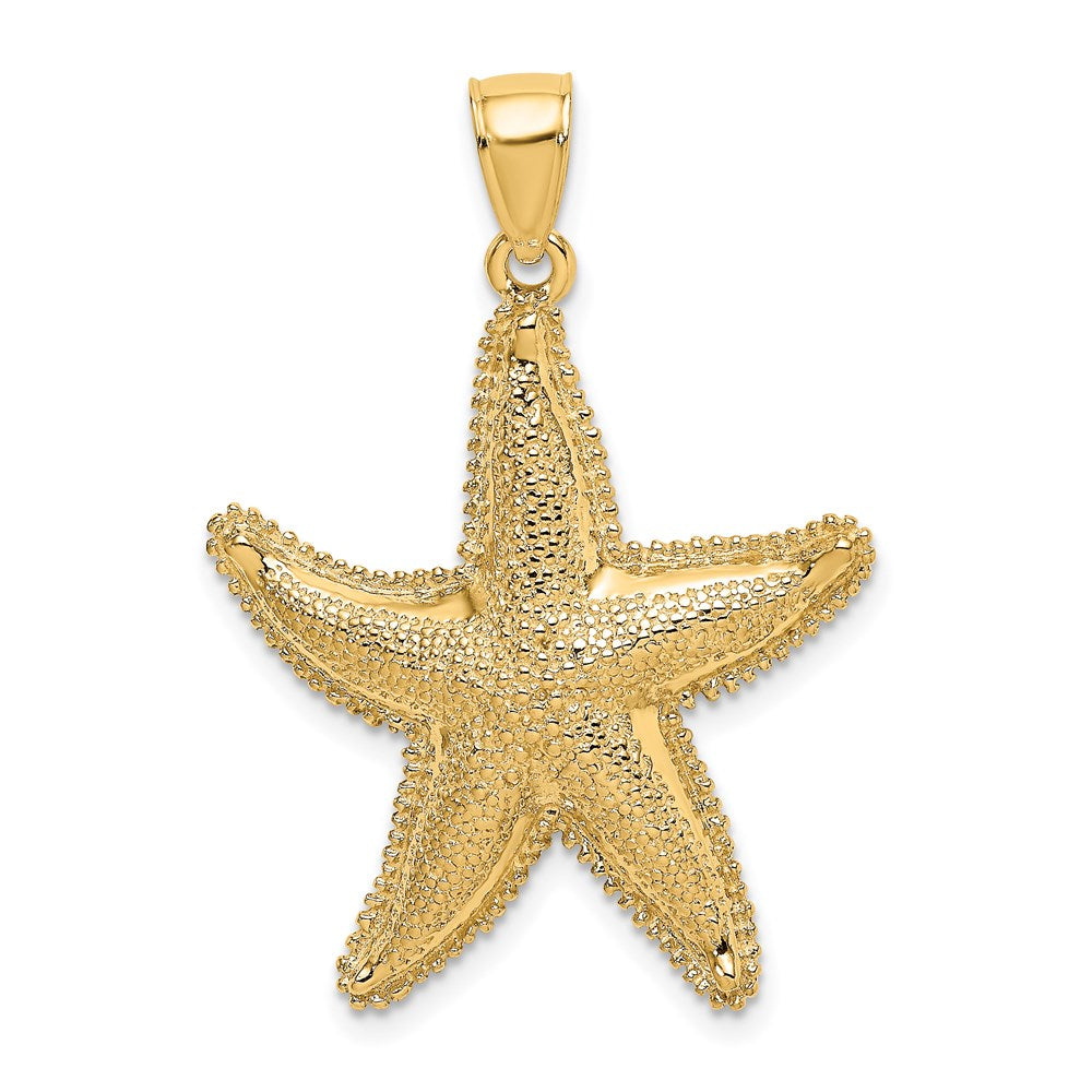 14 Karat Gelbgold Strukturierter Seestern-Charm