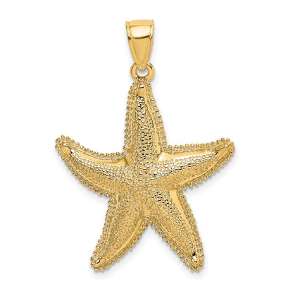 14 Karat Gelbgold Strukturierter Seestern-Charm