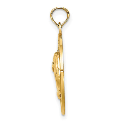 14K Gelbgold SARASOTA-Kreis-Charm mit Delfinen
