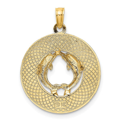 14K Gelbgold SARASOTA-Kreis-Charm mit Delfinen