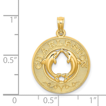 14K Gelbgold CHARLESTON Dolphins Charm