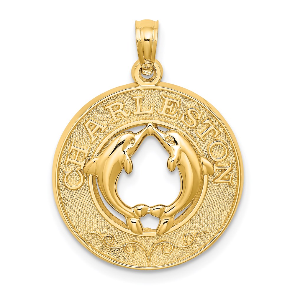 14K Gelbgold CHARLESTON Dolphins Charm