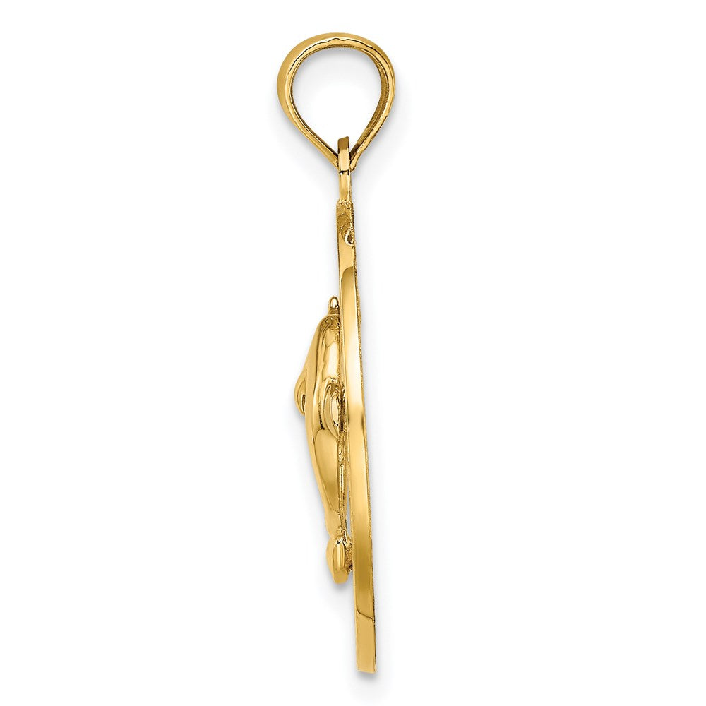 14K Gelbgold Kreis-Charm „Sankt Augustinus" mit Delfinen
