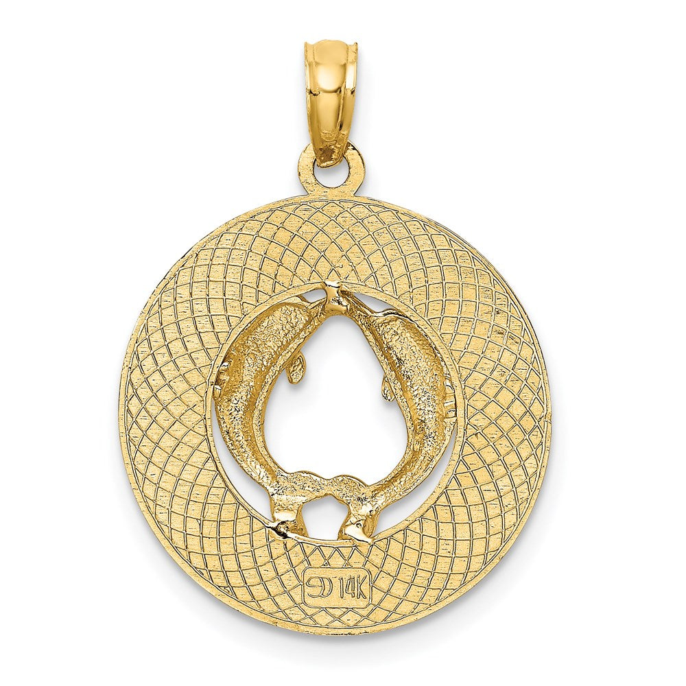 14K Gelbgold Kreis-Charm „Sankt Augustinus" mit Delfinen