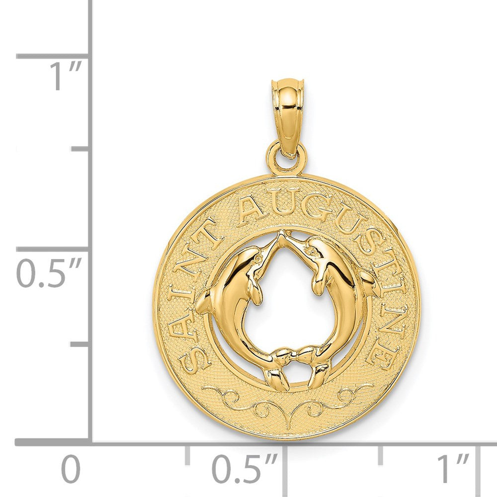 14K Gelbgold Kreis-Charm „Sankt Augustinus" mit Delfinen