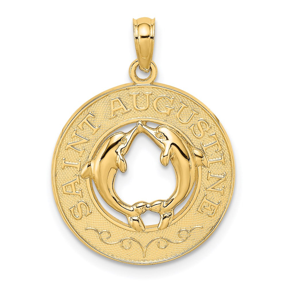 14K Gelbgold Kreis-Charm „Sankt Augustinus" mit Delfinen