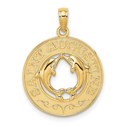 14K Gelbgold Kreis-Charm „Sankt Augustinus" mit Delfinen