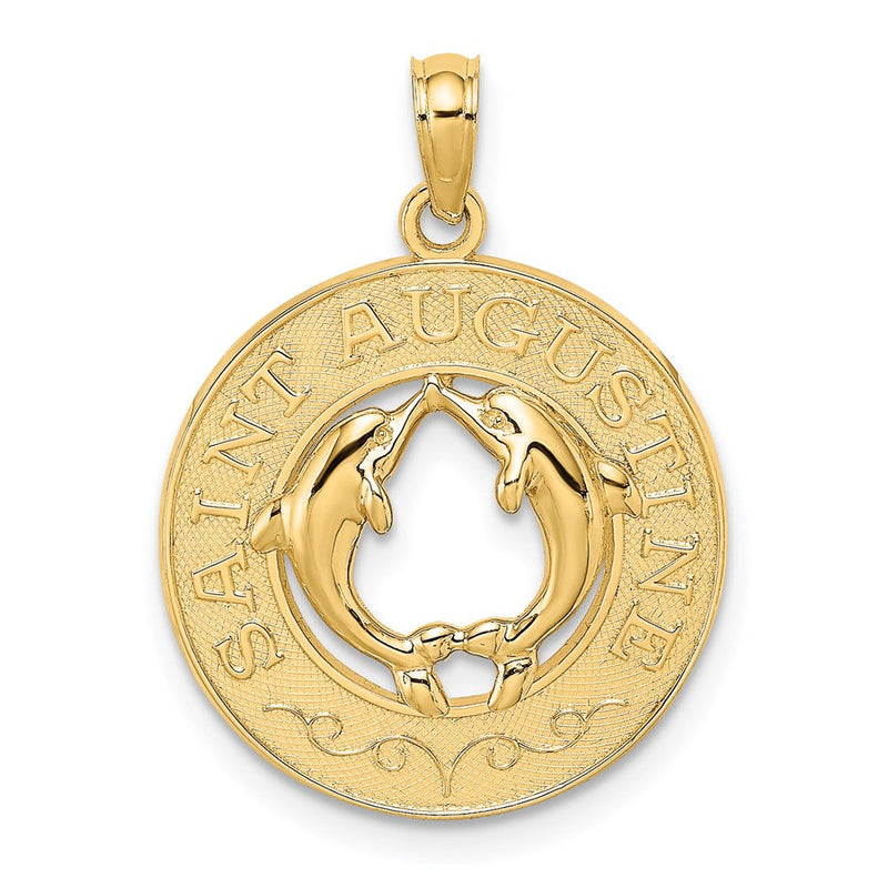 14K Gelbgold Kreis-Charm „Sankt Augustinus" mit Delfinen
