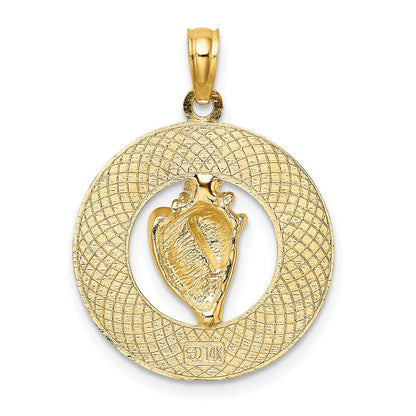 14K Gelbgold Heiliger Augustinus mit Muschel-Kreis-Charm