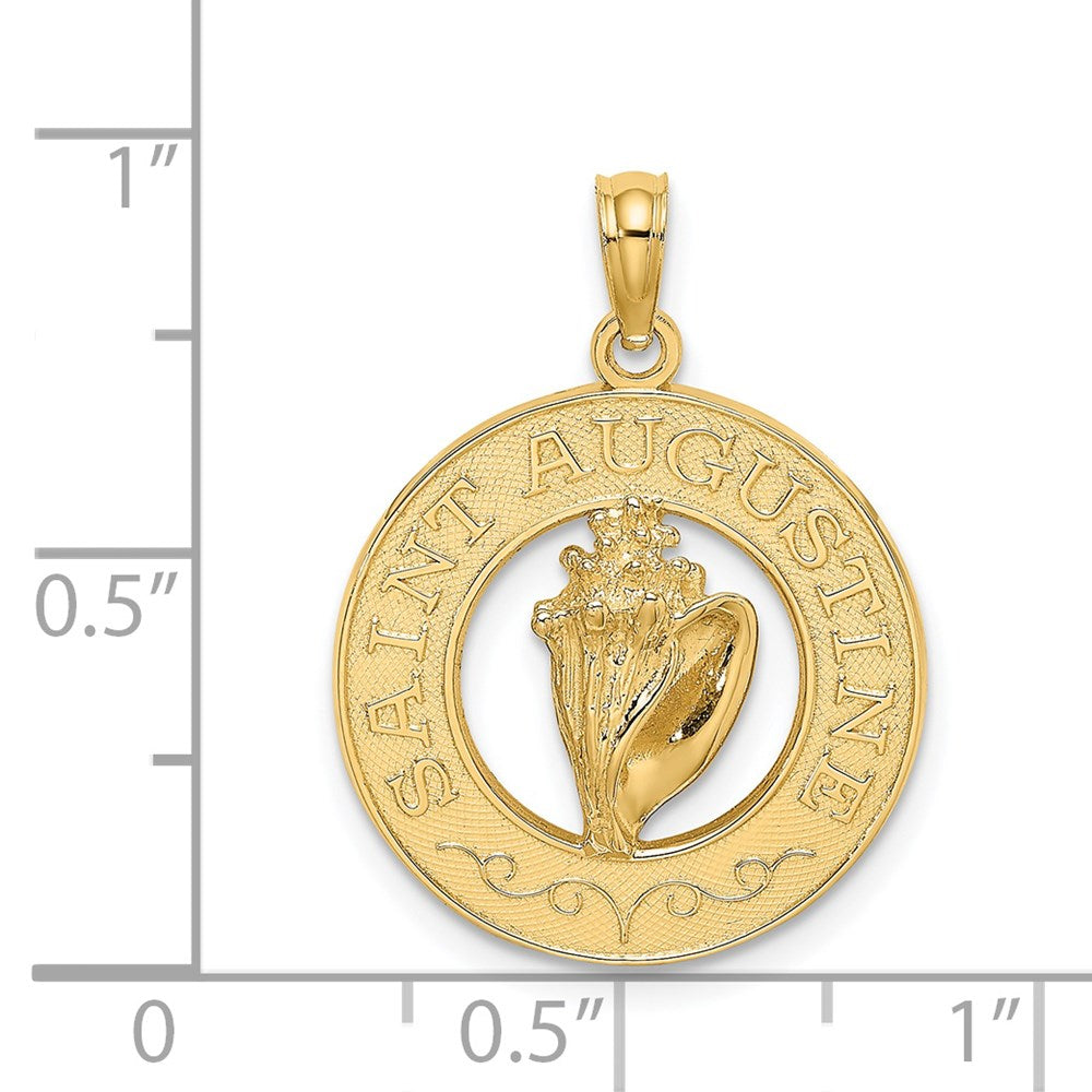 14K Gelbgold Heiliger Augustinus mit Muschel-Kreis-Charm