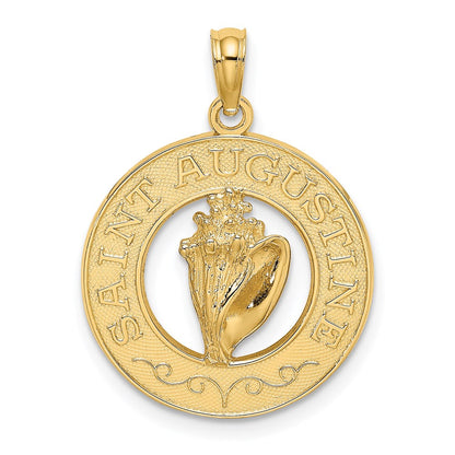 14K Gelbgold Heiliger Augustinus mit Muschel-Kreis-Charm