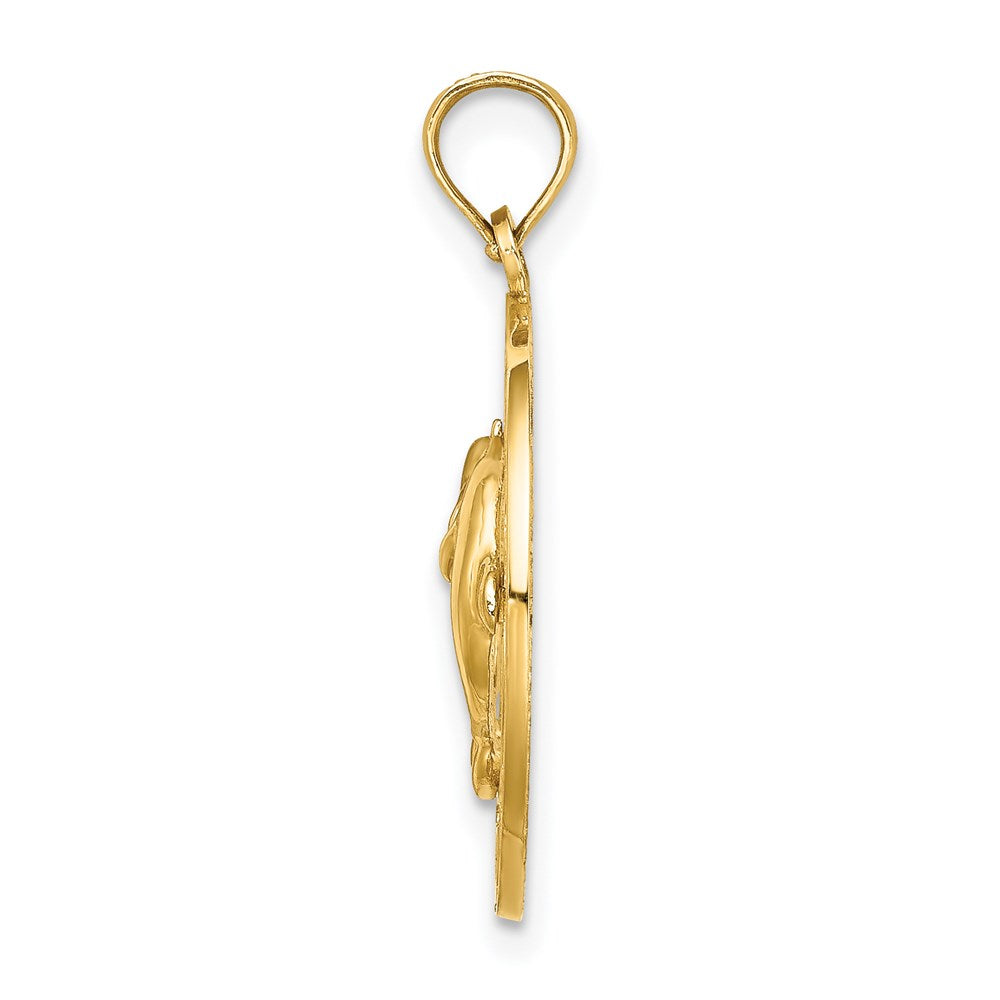 14K Gelbgold Charm „ANNAPOLIS MD" Kreis mit Delfinen