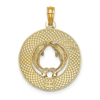 14K Gelbgold Charm „ANNAPOLIS MD" Kreis mit Delfinen