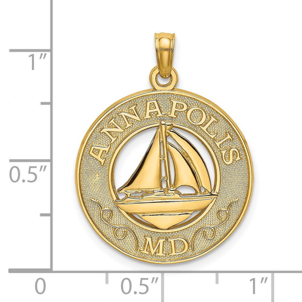 14K Gelbgold ANNAPOLIS MD Segelboot-Charm