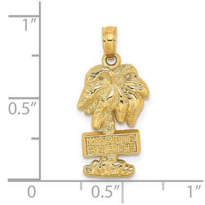 14K Gelbgold MYRTLE BEACH Palme Charm-Anhänger