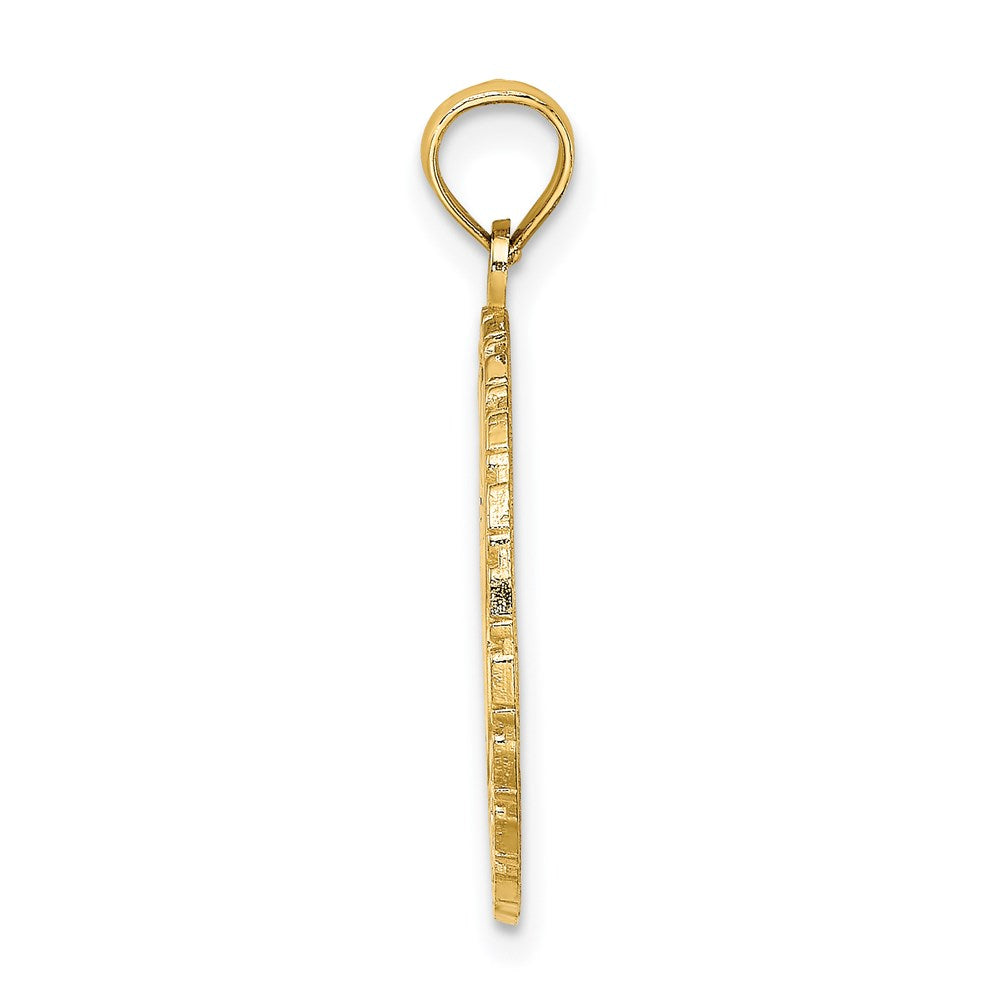 14K Gelbgold JAMAICA und Sandalen Runde Scheibenanhänger-Charm