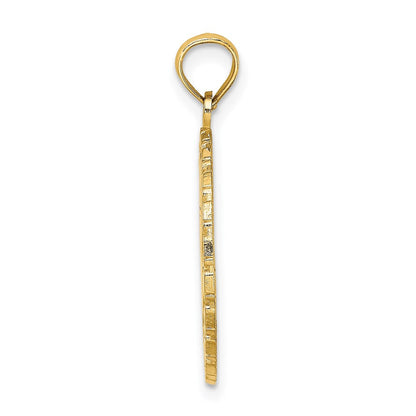 14K Gelbgold JAMAICA und Sandalen Runde Scheibenanhänger-Charm