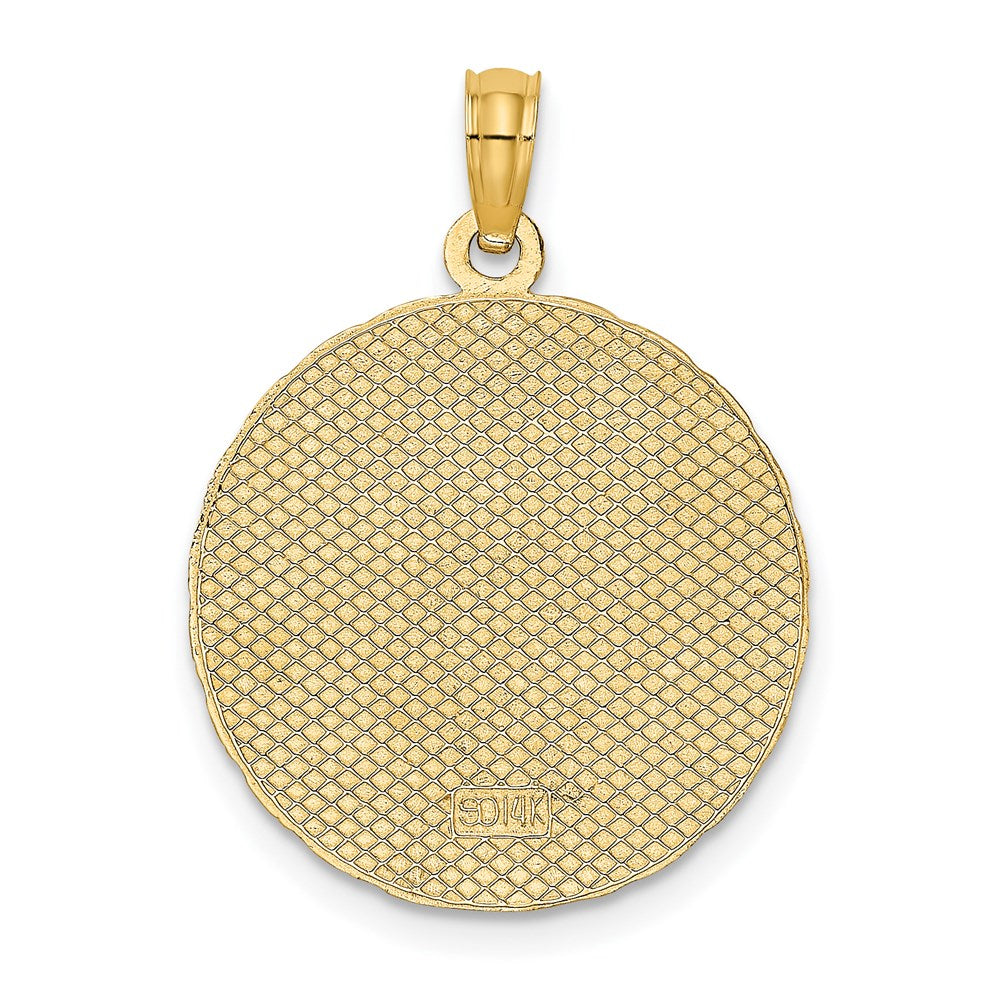 14K Gelbgold JAMAICA und Sandalen Runde Scheibenanhänger-Charm