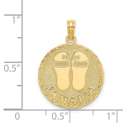 14K Gelbgold JAMAICA und Sandalen Runde Scheibenanhänger-Charm