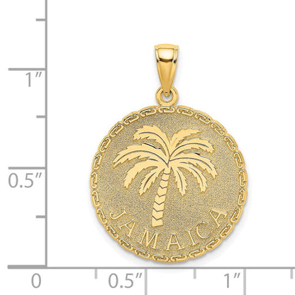 14K Gelbgold JAMAICA- und Palmen-Scheiben-Charm
